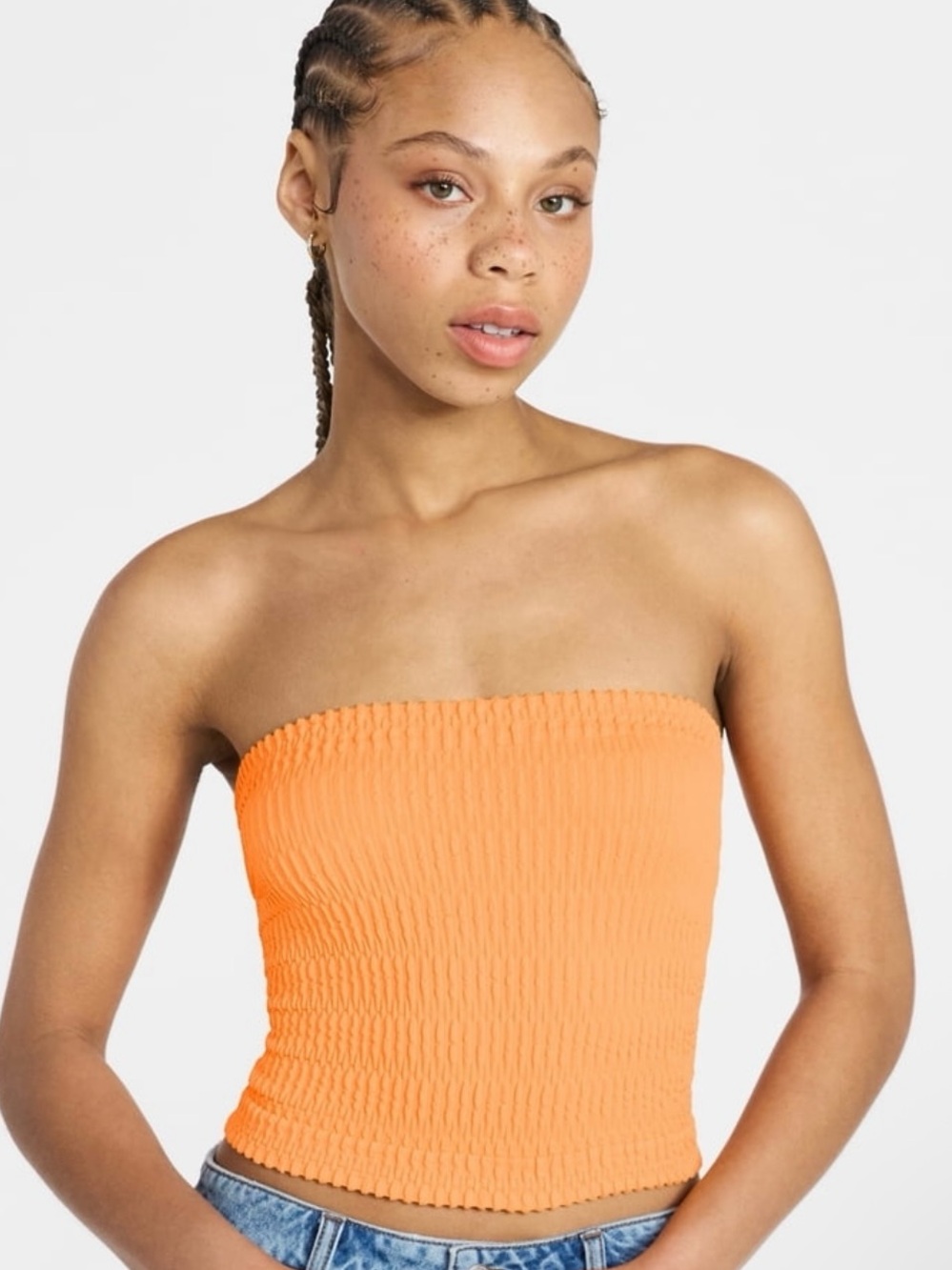 No Boundaries Smocked Strapless Tube Top - Orange